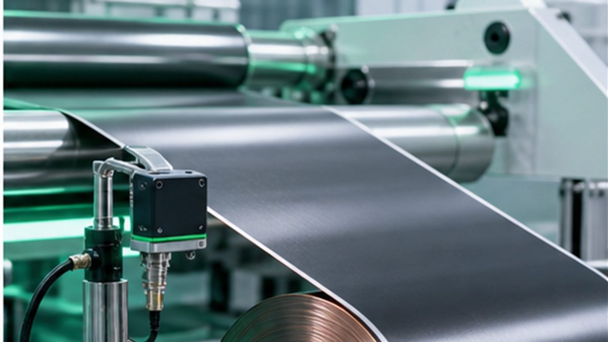 Battery electrode web handling line with precision rollers and control equipment