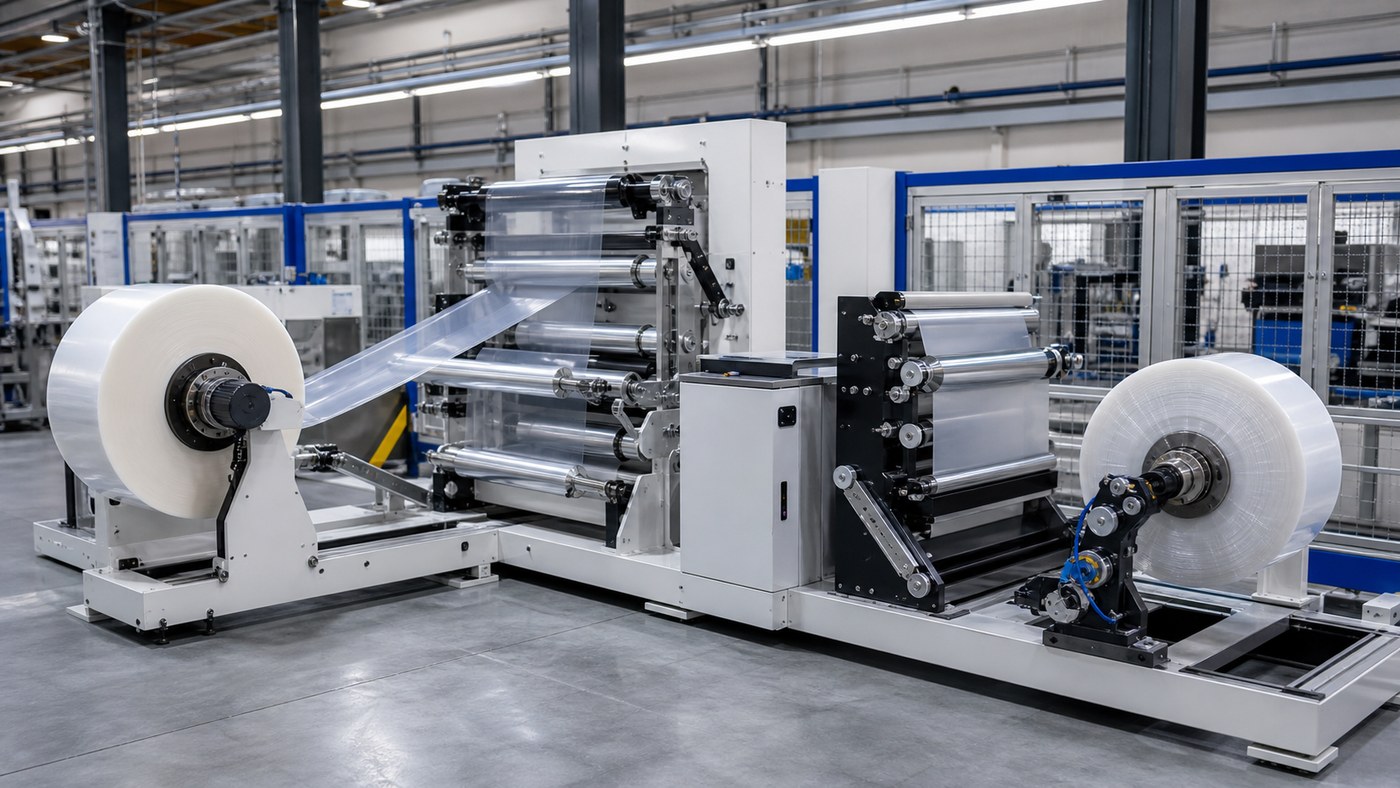 Unwind and rewind rolls on a controlled roll-to-roll converting line